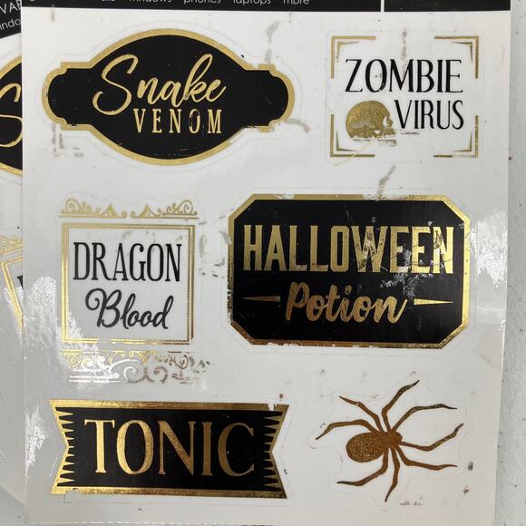Impact Innovations Black Gold Halloween Label Removable Peel Stick Decal Sticker - Picture 8 of 8